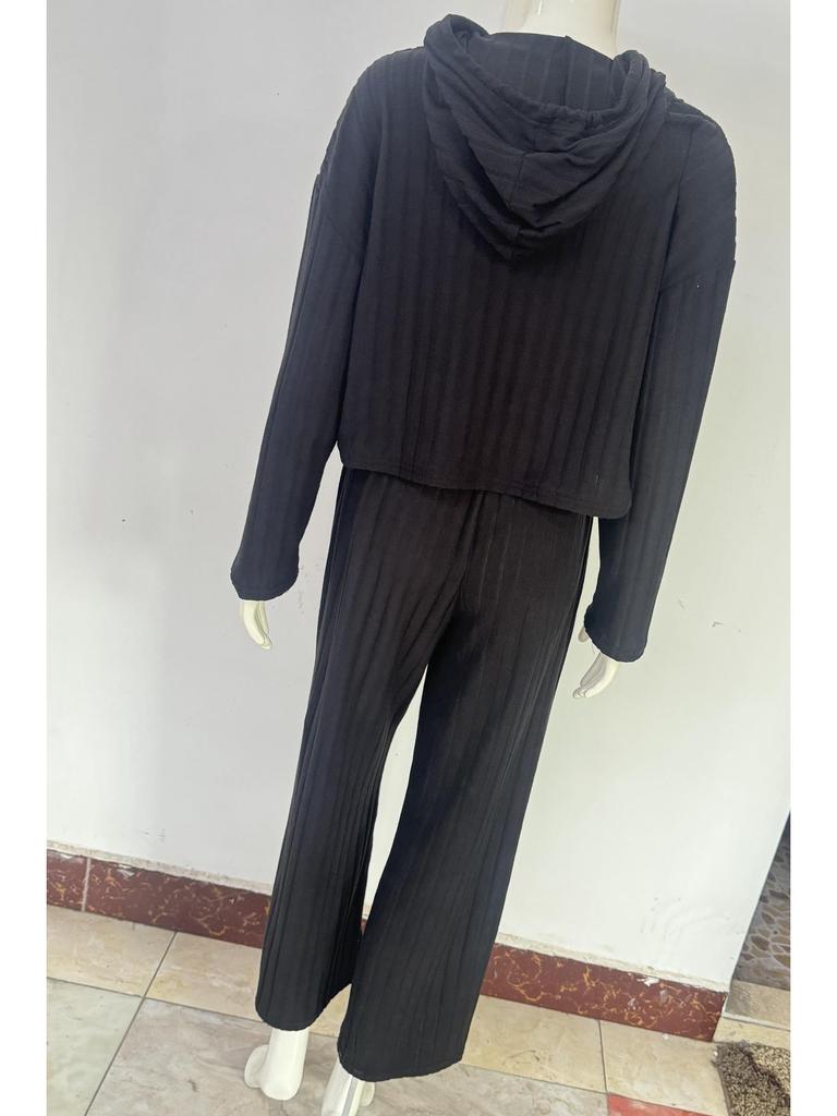 Herbst/Winter 2023 Damen Kapuzensweatshirt & Lange Hose Strickset