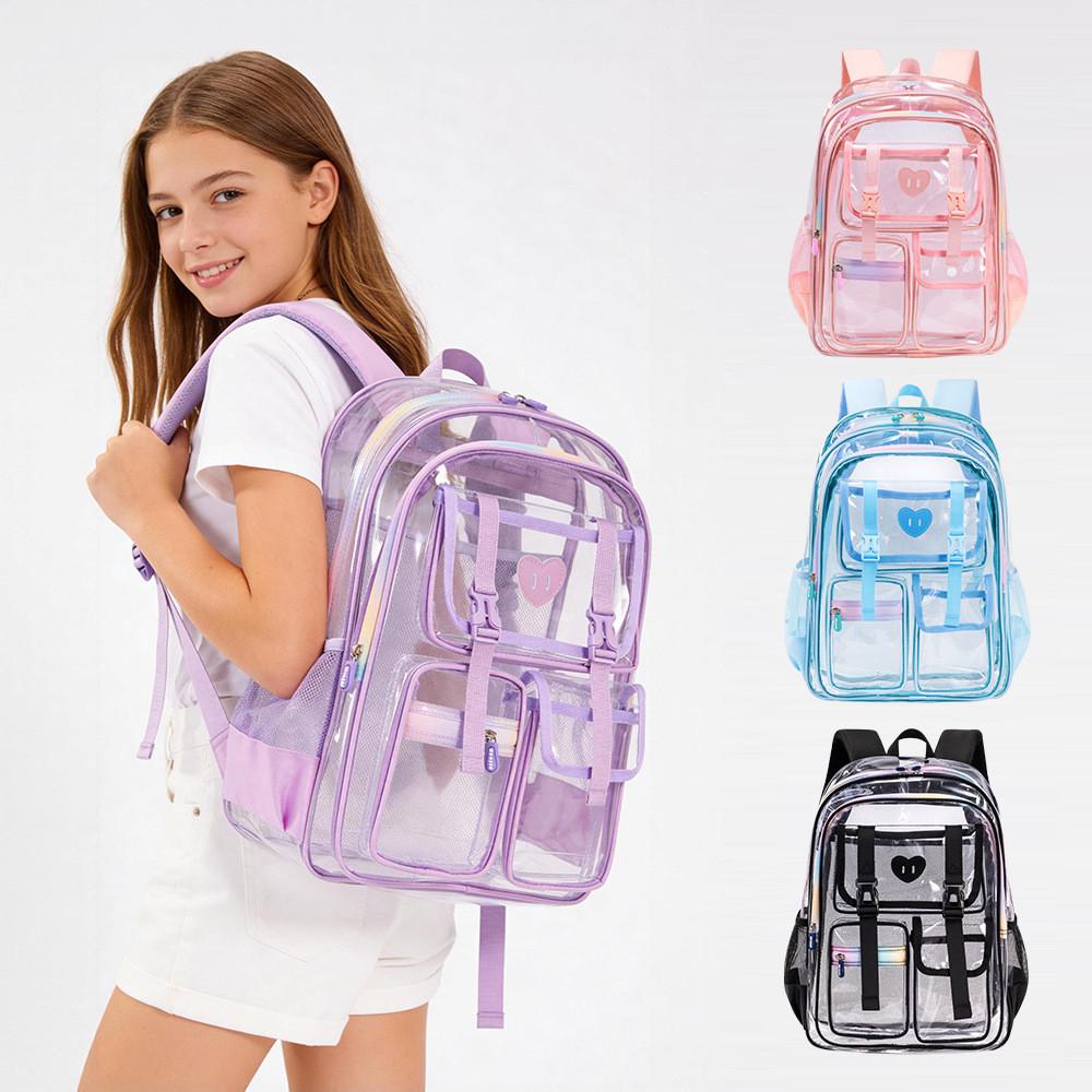 Transparent Jelly Backpack For Girls And Boys Pvc School Bag With Large Capacity For Kids And Teens