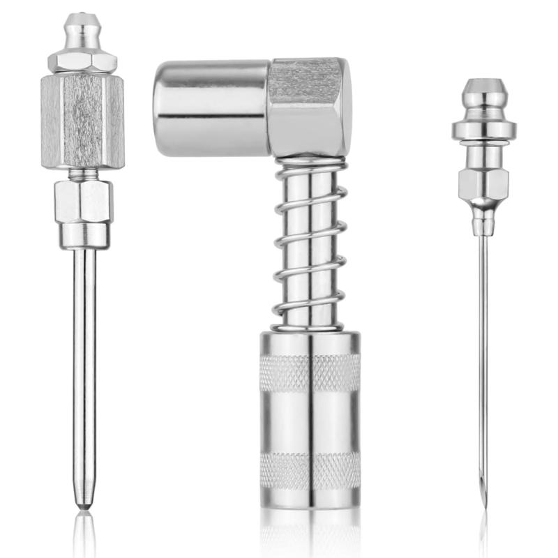 

Grease Injection Tool, 90 Degree Needle Nozzle Set with Protective Covers Suitable for Mechanical Fittings Workshop Use 1
