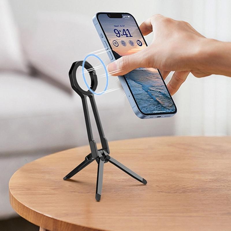 Stabiles Dreieckiges Design Handyhalterung Rack Stütze Magnetfuß 360° Drehung für Videoanrufe Aufnahme Inhaltserstellung