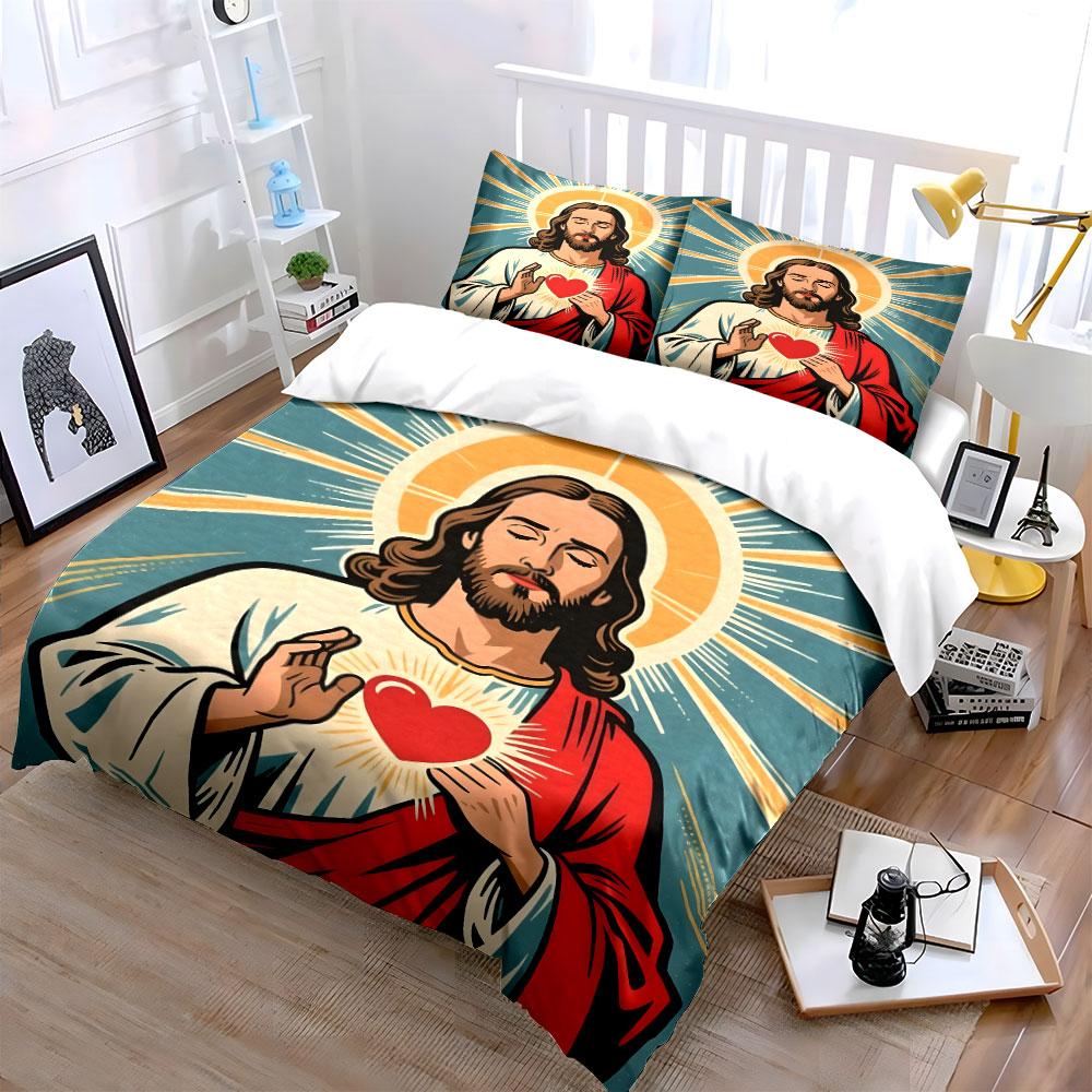 Sacred Heart with halo. Bedding sets Duvet cover sets Duvet covers Pillowcases(1 * Duvet Cover 2 * Pillowcases without duvet insert)