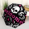 Skull Automatic Folding Umbrella  8 Ribs, Durable Iron Frame, Bright Color Pattern Compact Travel Umbrella, Suitable for Outdoor, Beach and