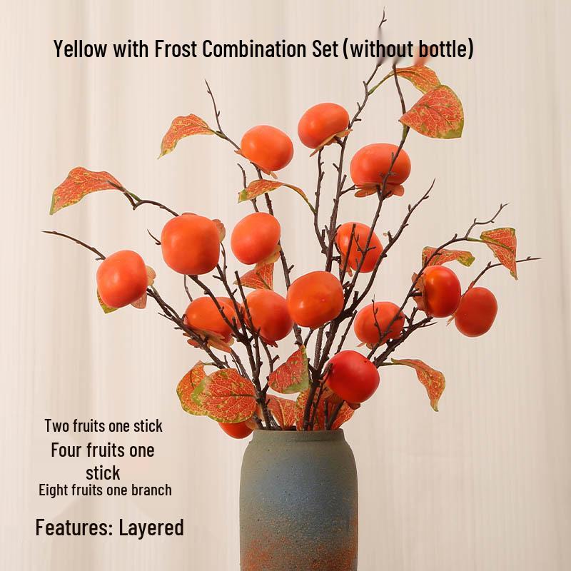 Persimmon Ruyi Ornament: Artificial Persimmon Tree Branches for Home or Hotel Decoration