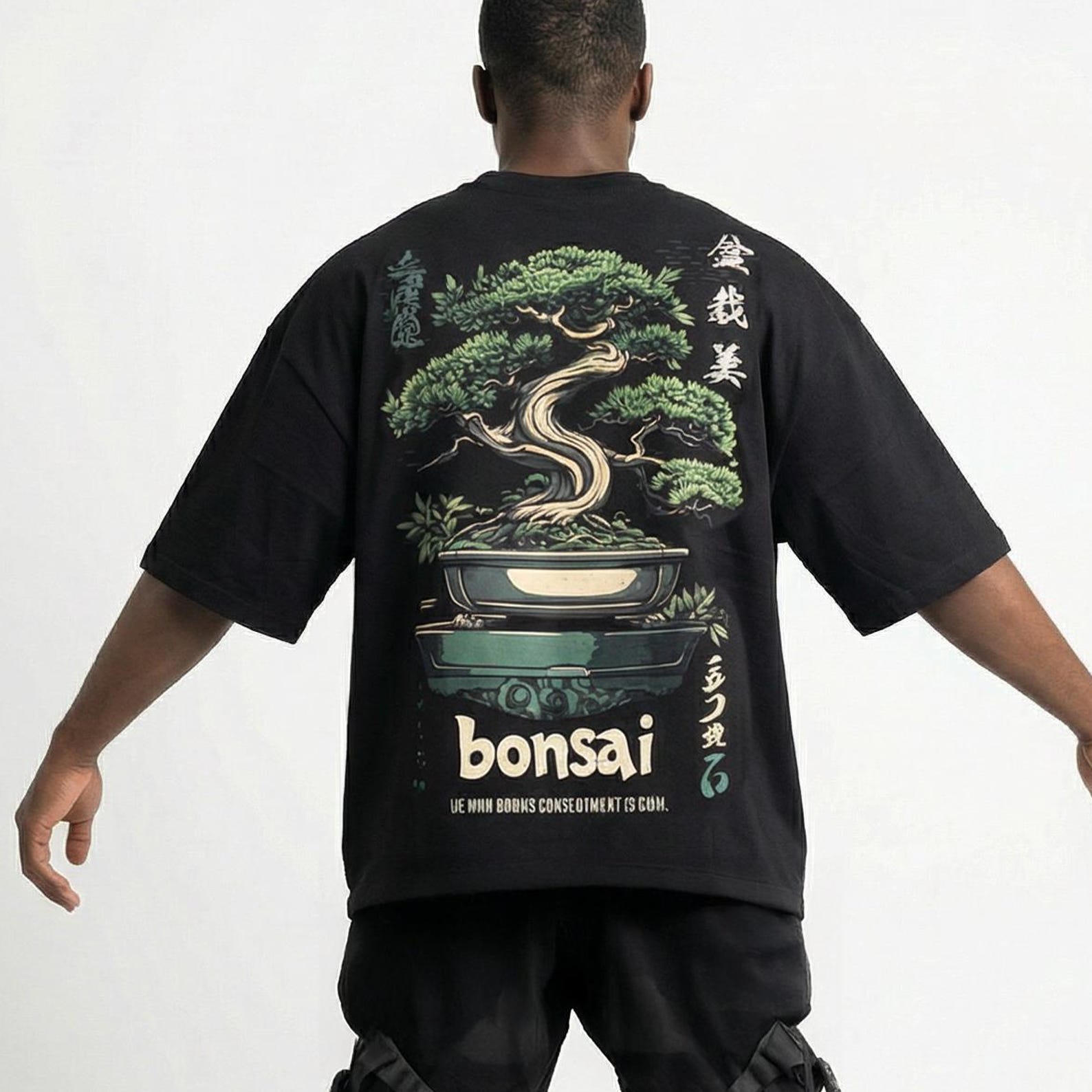 Bonsai Japanese Streetwear T-shirt | Boxy Fit Premium Cotton Tee 2XL
