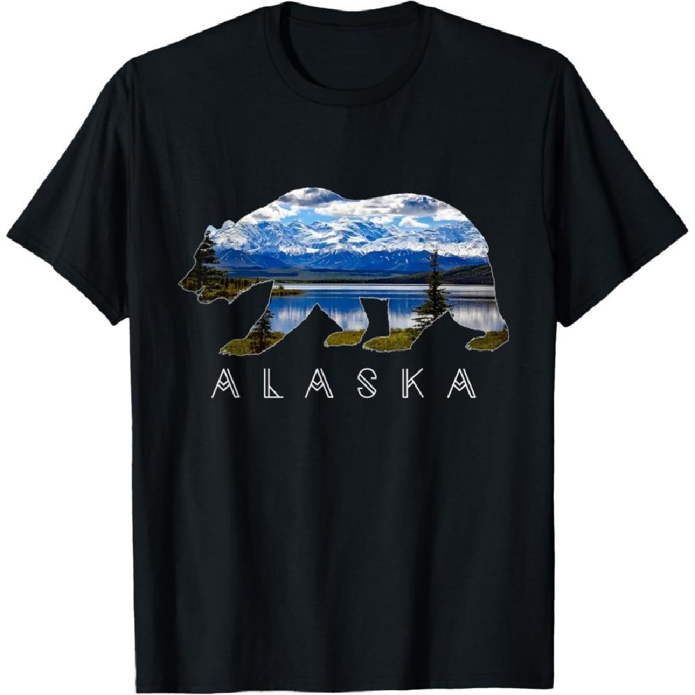 

Alaskan Bear with Lake & Mountain Souvenir T-Shirt S