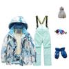 Children's Fashion Skiwear Set Boys' And Girls' Thickened Waterproof Thermal Ski Suit Five-Piece Outfit With Jacket And Trousers