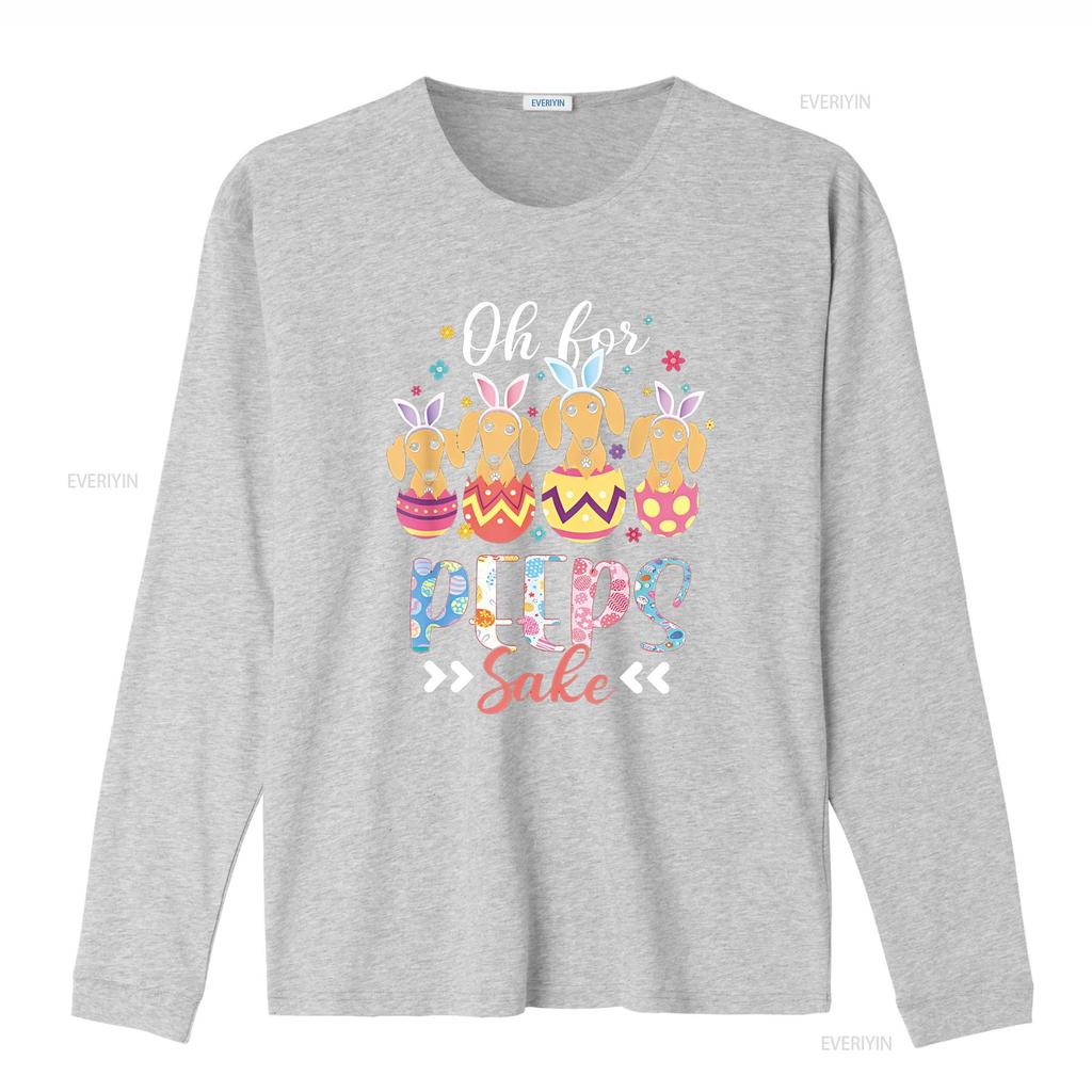 Oh For Peeps Sake Funny Easter Dachshund Bunny Ear Egg T Shirt vintage Washed Breathable Unisex Versatile graphic