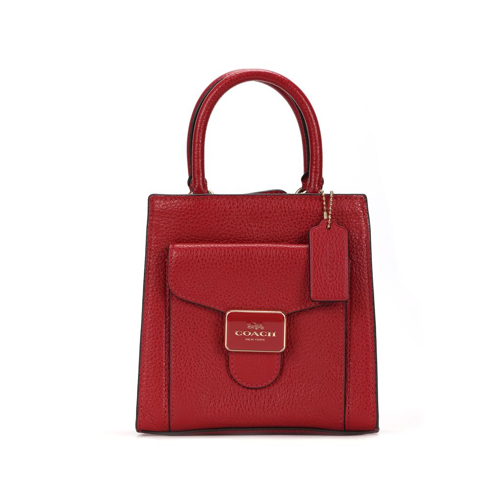 New COACH Pepper Woolen Small Square Bag, One Shoulder Handbag Trumpets Women's Red C6778-IMF8Q