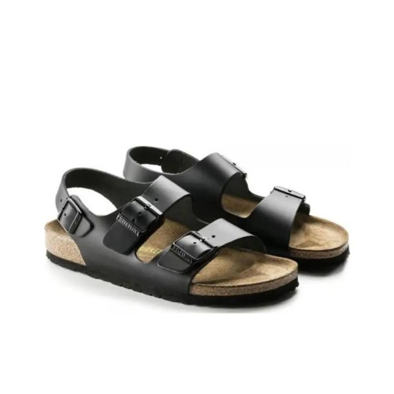 Birkenstock Milano Men s Leather Thick Sole Buckle Beach Sandals Black Regular Fit 0034191 40
