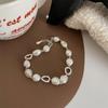VENTFILLE 925 Sterling Silver Irregular Natural Pearls Letter Bracelet for Women Girl Bead Grace Lucky Jewelry Gift Dropshipping
