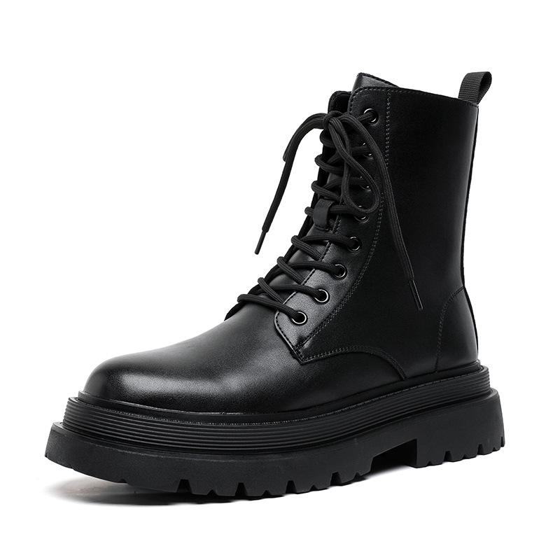 

2025 осень и зима ботинки Мартин мужские британский ветер локомотив кожаные ботинки высокие кожаные ботинки платформа рабочие ботинки 56735-R 38 чёрный