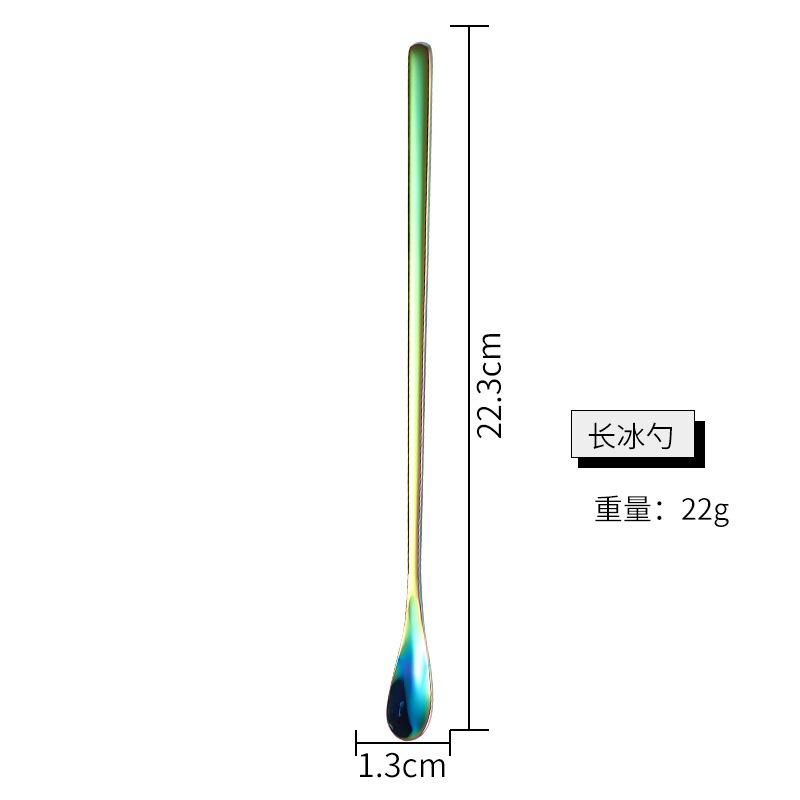 Stainless steel mixing spoon long handle coffee spoon dessert spoon creative ice spoon honey spoon milk tea bar spoon
