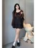 Set Top a Manica Lunga e Gonna a Vita Corsetto per Ragazza Americana Piccante Taglie Forti