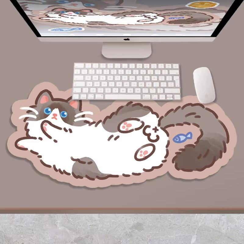XXL Large Cute Furry Mouse Pad Kawaii Kitty Cats Mouse Mat 70x30cm Gamer Desk Carpet Anime Mousepad Gaming Accessories Play Mats