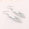 New Fashion Silver Color Stackable Hollow -Out Rhombus Mosaic Cubic Zircon Earrings For Women Long Tassel Jewelry Gift