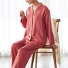 Gunze KaiminNavi Sleep Navi Long Sleeves and Silk Rose New Size M Pajamas, 100% Silk, Pants, Satin, Women's, Pink, Model,