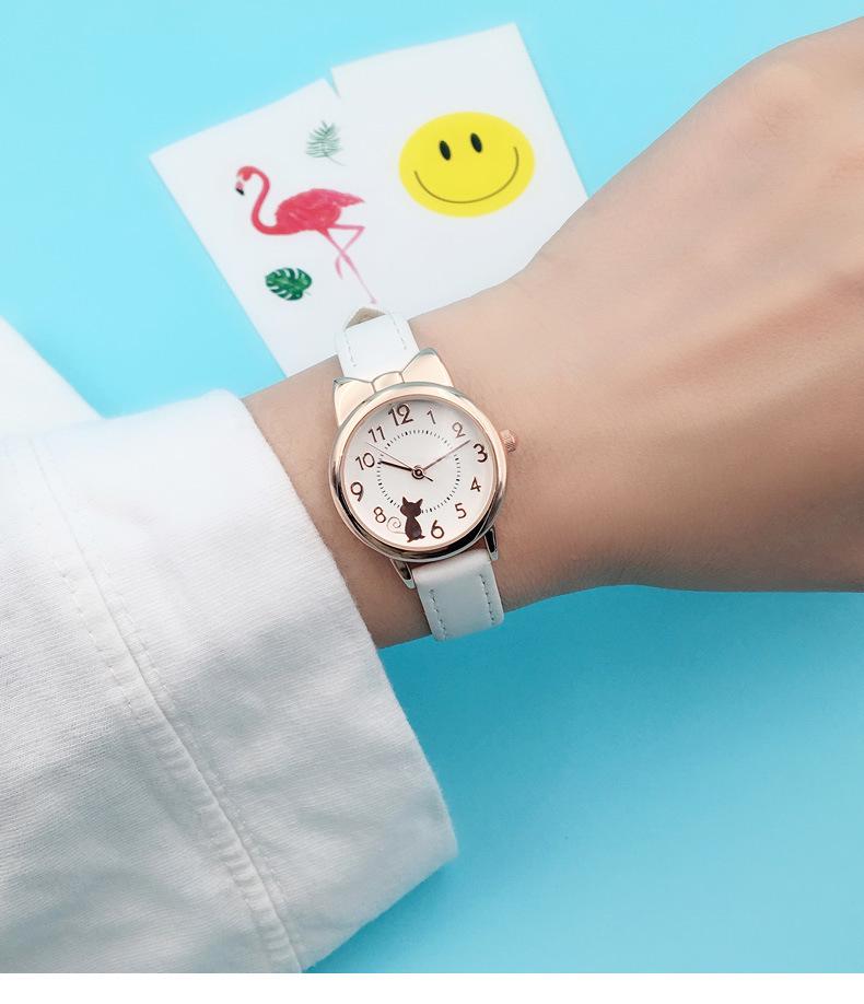 Korean Style Cute Cat Children's Waterproof Quartz Watch for Girls