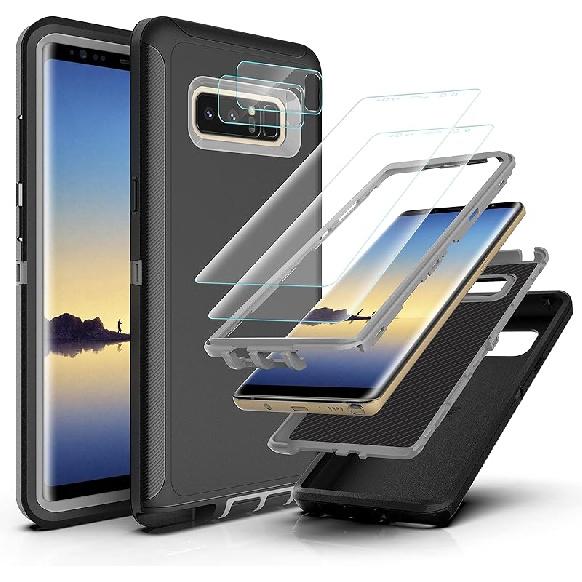 YmhxcY Case Compatible with Galaxy Note 8,Drop 3 Layer Durable Cover (No Screen Protector) Solid Rubber Case / 16ft Test Clear Case-Transparent