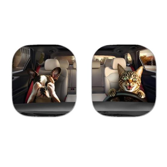 2Pcs Animal Print Car Sun Shade High-Density Aluminum Foil Windshield Sunshade Blocks UV Rays Sun Visor All-Season Protection Vehicle Sun Protector