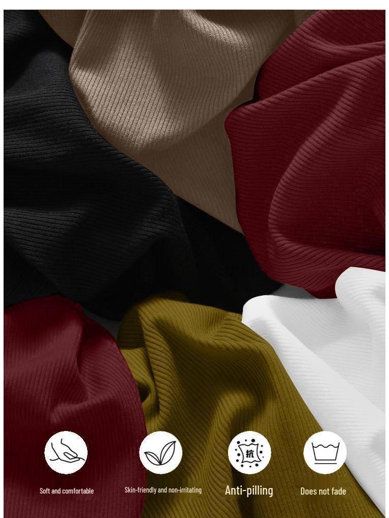 Chic High-Neck Slimming Mid-Sleeve Top (1/2 Piece) - Fashionable Natural Shoulders, Ideal for Spring/Autumn Layering, Body-Conscious Women's T-Shirt