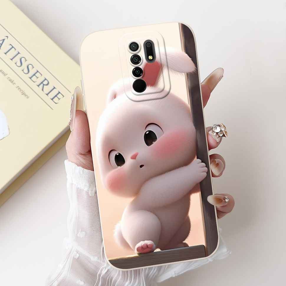 For Xiaomi Redmi 9 Case Cute Cartoon Rabbit Cat Soft Silicone Cover For Redmi 9 M2004J19AG M2004J19G Bumper Phone Case Funda