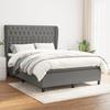 Box Spring Bed with Mattress Dark Gray 140 x 190 cm Fabric
