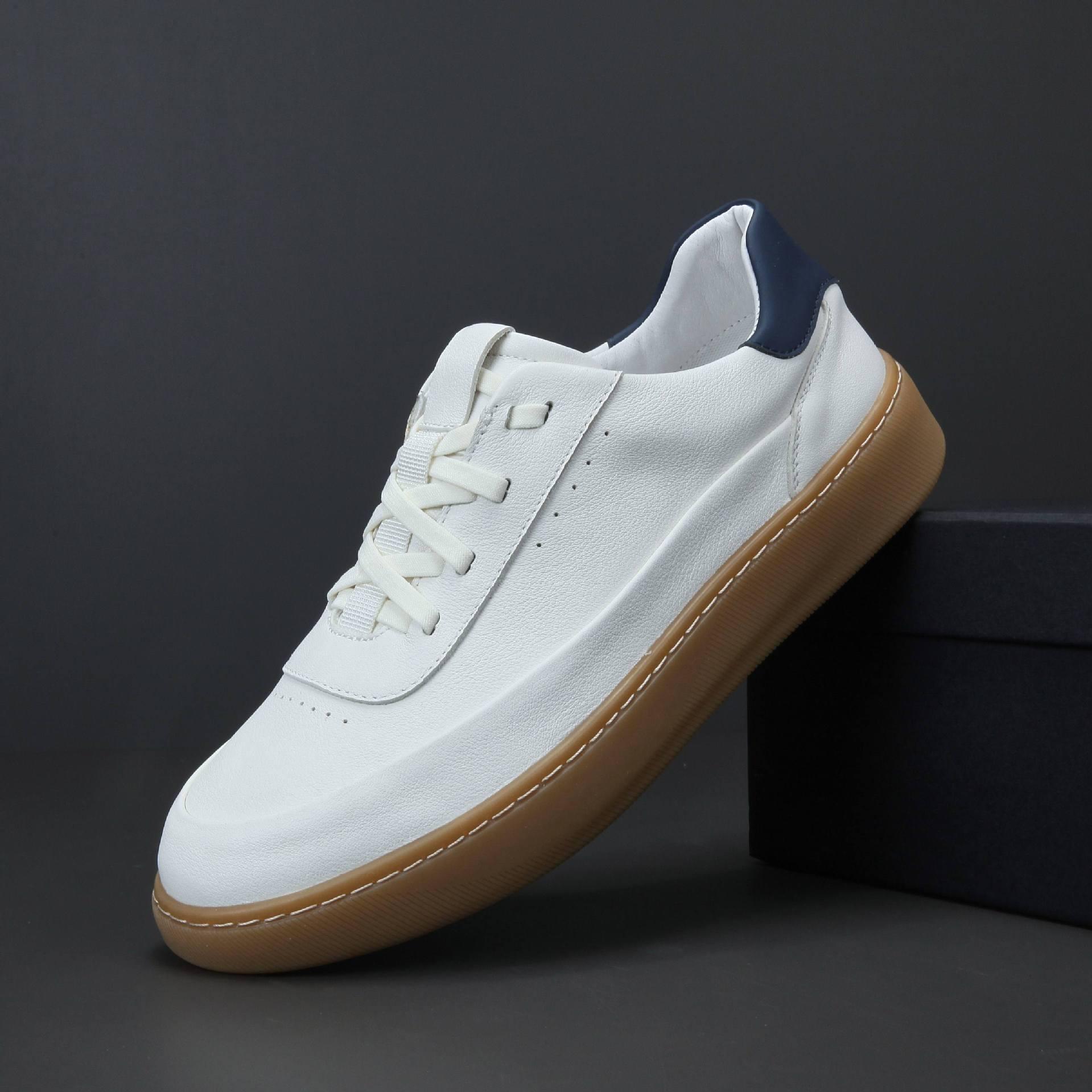 

Белые повседневные скейтбордические туфли из натуральной коровьей кожи - износостойкие, легкие, спортивная роскошь с подошвой из сухожилий 39 белый