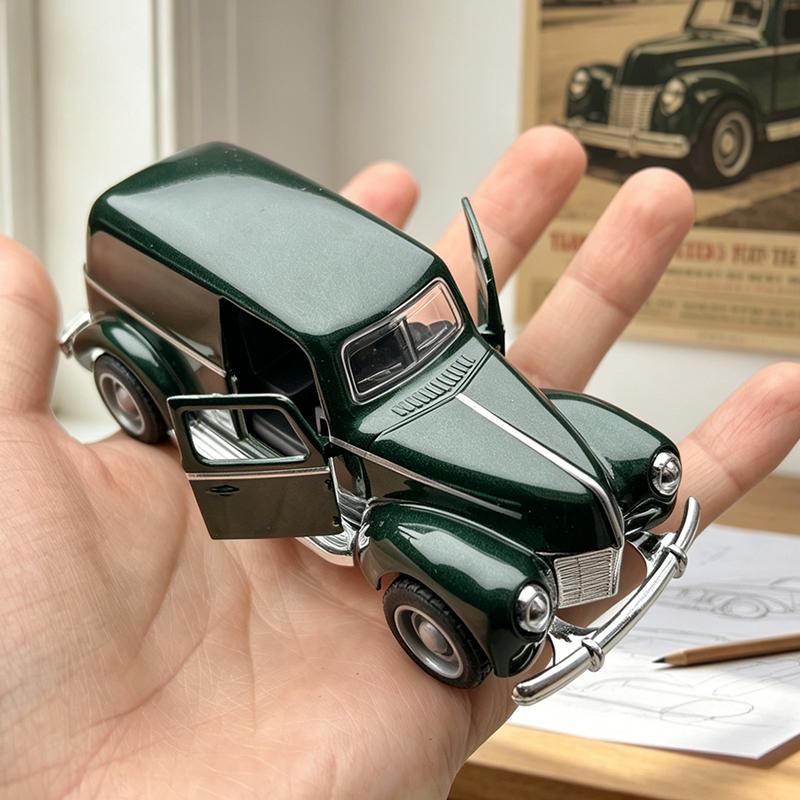 1:36 Alloy Vintage Sedan1940 Die Cast Car Model Car Classic Model Pull Back Car Model Miniature Vehicle Replica Giftle