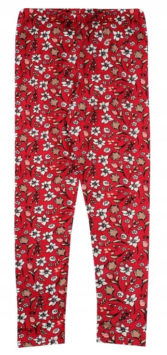 Getry legginsy spodnie bawełna w kolorowe kwiatki czerwone 122 h009c