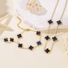 Set da 3 pezzi in acciaio al titanio, resistente allo sbiadimento, a doppia faccia, con quadrifoglio, moda donna, elegante, lusso leggero, collana per clavicola e braccialetto