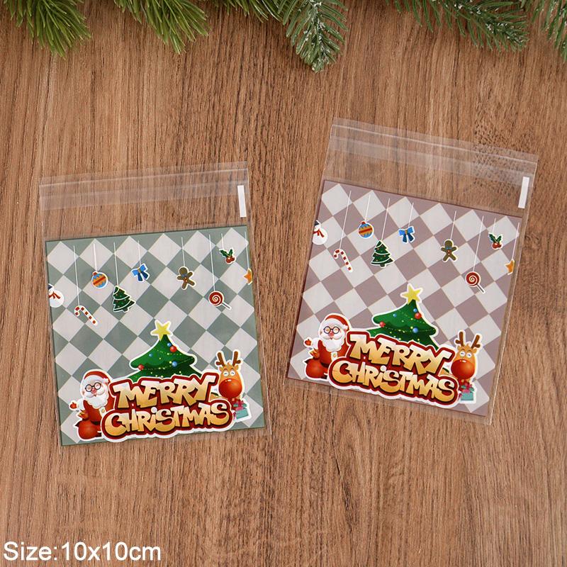 100 buc Pungă Crăciun Bomboane Biscuiți Moș Crăciun Cadou Autoadezivă Ambalaj Decor Petrecere Crăciun Anul Nou