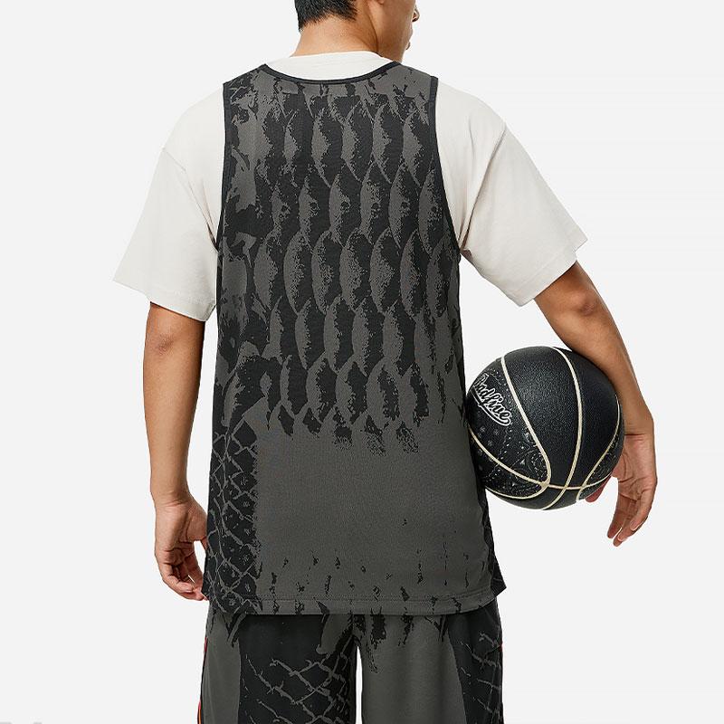Li-Ning Badfive Basketball Series Letter Pattern Printed Quick-Dry Moisture-Wicking Basketball Jersey Men jerseys Black AAYU011-1