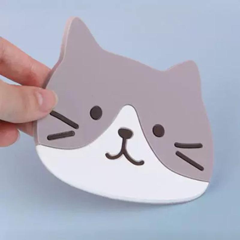 1pc Cat Coasters, Silicone Cute Coasters Easy To Clean, Fun Coaster Non Slip Hot Pads for Drinks, Coffee Table Dinning Room Decorations for Cat Lovers