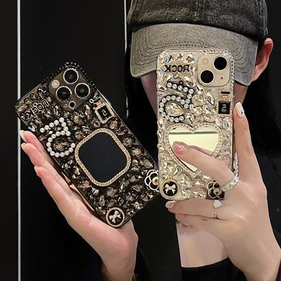 Diamant pentru Samsung S25ultra Husă de telefon tip oglindă pentru S24plus Floare cu literă Note20 Husă tare Love