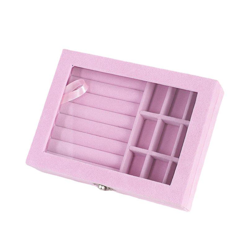 Samt-Schmuckkästchen: Neun-Fächer-Aufbewahrung für Ohrringe, Halsketten und Ringe
