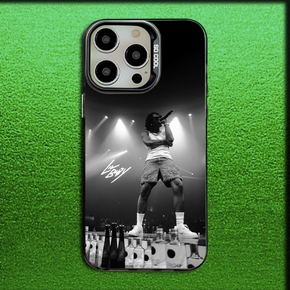 Rapper L-Lil Baby Phone Case For iPhone 16,15,14,13,12,11,Mini,Pro,MAX Gray Matte Silicone Black Cover