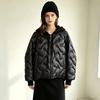 Autumn and winter new knitted hooded white duck down jacket women's short European loose versatile wool sleeve jacket