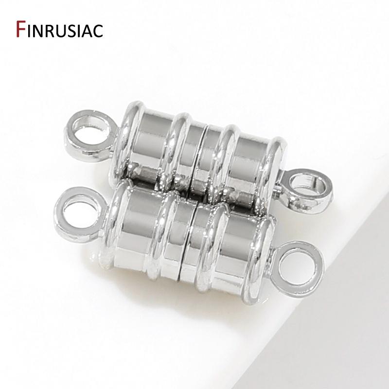 18K Gold Plated Brass Magnetic Clasps,Round Bamboo Joint End Clasp Connectors For DIY Bracelets Necklace Making Accessories