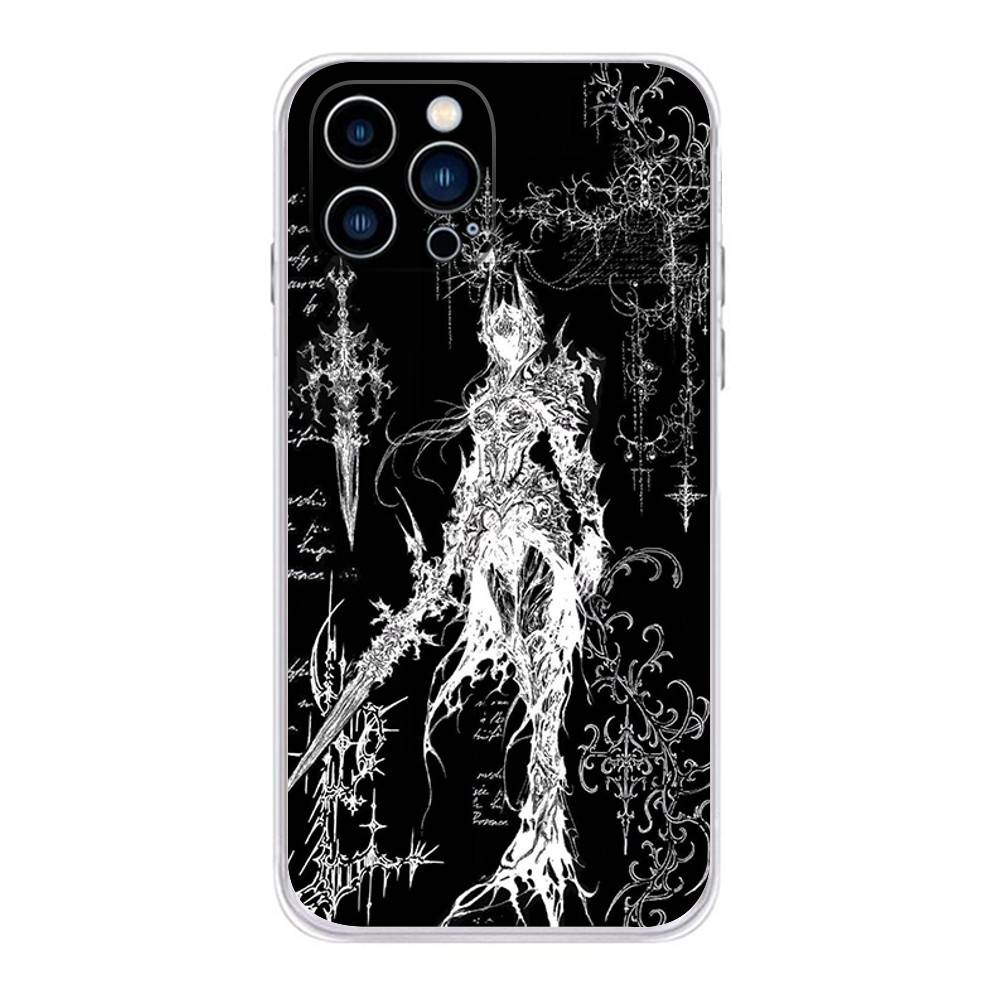 Gothic Cyber Sigil Cross Phone Case For iPhone 17 16,15,14,13,12,11 Plus,Pro,Max,XR,Plus,E,Mini Transparent Soft Cover