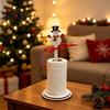 Holiday Kitchen Decor Christmas Wooden Paper Towel Holder, 2D Roll Dispenser with Snowman Countertop Organizer Santa Patterns, Decorative Tissue Stand