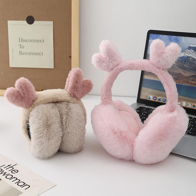 1Pc Folding Earmuffs Winter Ear Warmers Warm Windproof Cute Animal Ear Design Plush Earmuffs Faux Fur Ear Protection