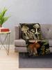 Vintage Mushrooms Forest Botanical Pattern - Black Throw Blanket Sofas Cute Plaid Fluffy Shaggy Hairys Soft Plaid Blankets