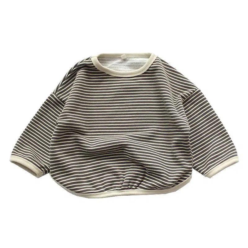 2023 Frühling & Herbst Koreanisches literarisches gestreiftes lockeres T-Shirt für Kinder
