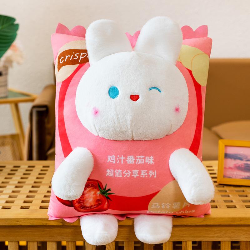 Cartoon Rabbit Potato Chips Plush Toy Cute Snack Potato Chips Rabbit Doll Doll Sofa Throw Pillow Gift
