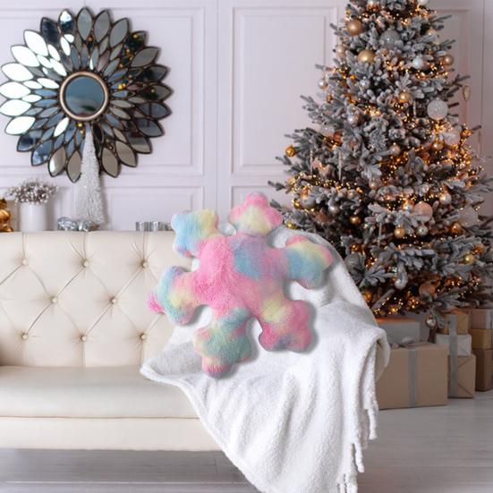 Pernă cu fulgi de zăpadă de Crăciun perne decorative de pluș de iarnă canapea în formă de fulg de nea Decorare canapea pat Moliciune Decor adorabil de iarnă