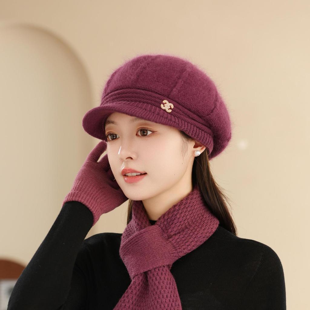 Plus Velvet Warm Basin Hat Knitted Fisherman Hat Elderly Grandmother's Cold Proof Scarf  Autumn and Winter Hat Trend