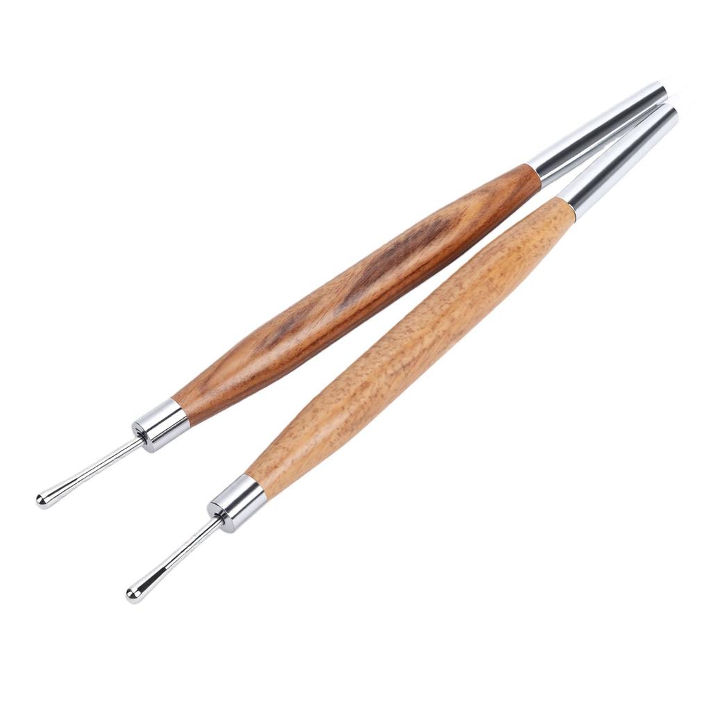 Nail Sculpture Pen Wood Handle Silicone Metal Dual Tipped Nail Brushes for 3D Sculpting Fine Line Detailing