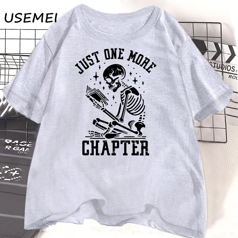 Trička Just One More Chapter Vtipné tričko s lebkou pro knihomola Milovník knih Čtení Učitel Tričko Unisex Unisex Bavlněná trička s krátkým rukávem