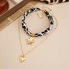 3Pcs/Set Bohemian Printed Fabric Necklace Women Vintage Starfish Conch Pendant Necklace  Jewelry