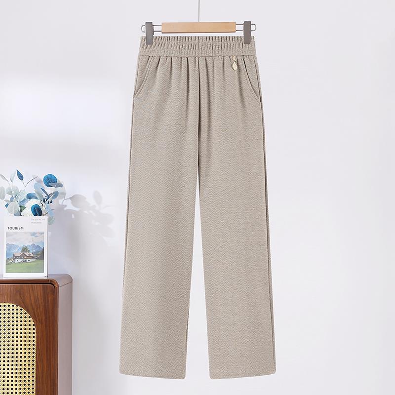 2024 Fashionable High-Waisted Woolen Pants for Middle-Aged & Elderly Women - Elastic Waist, Loose Fit, Plus Size for Autumn/Winter